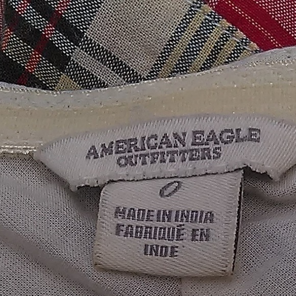 American Eagle Women's Size 0 Madras Patchwork Plaid Strapless Sun Dress - Picture 6 of 8